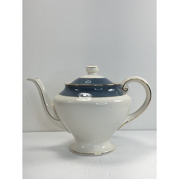Nikko Double Phoenix Ironstone Riviera Slate Blue Teapot Made in Japan‎ RARE! - Picture 1 of 13